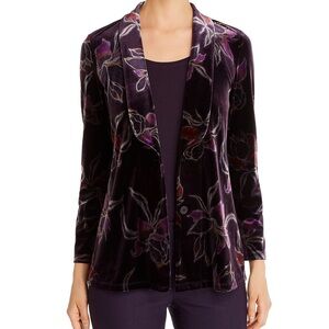 NIC+ZOE Purple Floral Velvet Blazer